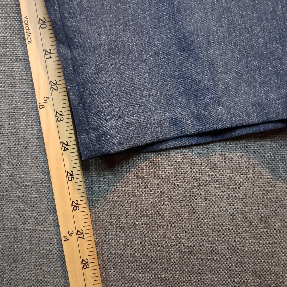 Vintage Western Blue Grey Textured Straight Leg Trousers Flap Pockets 34x24